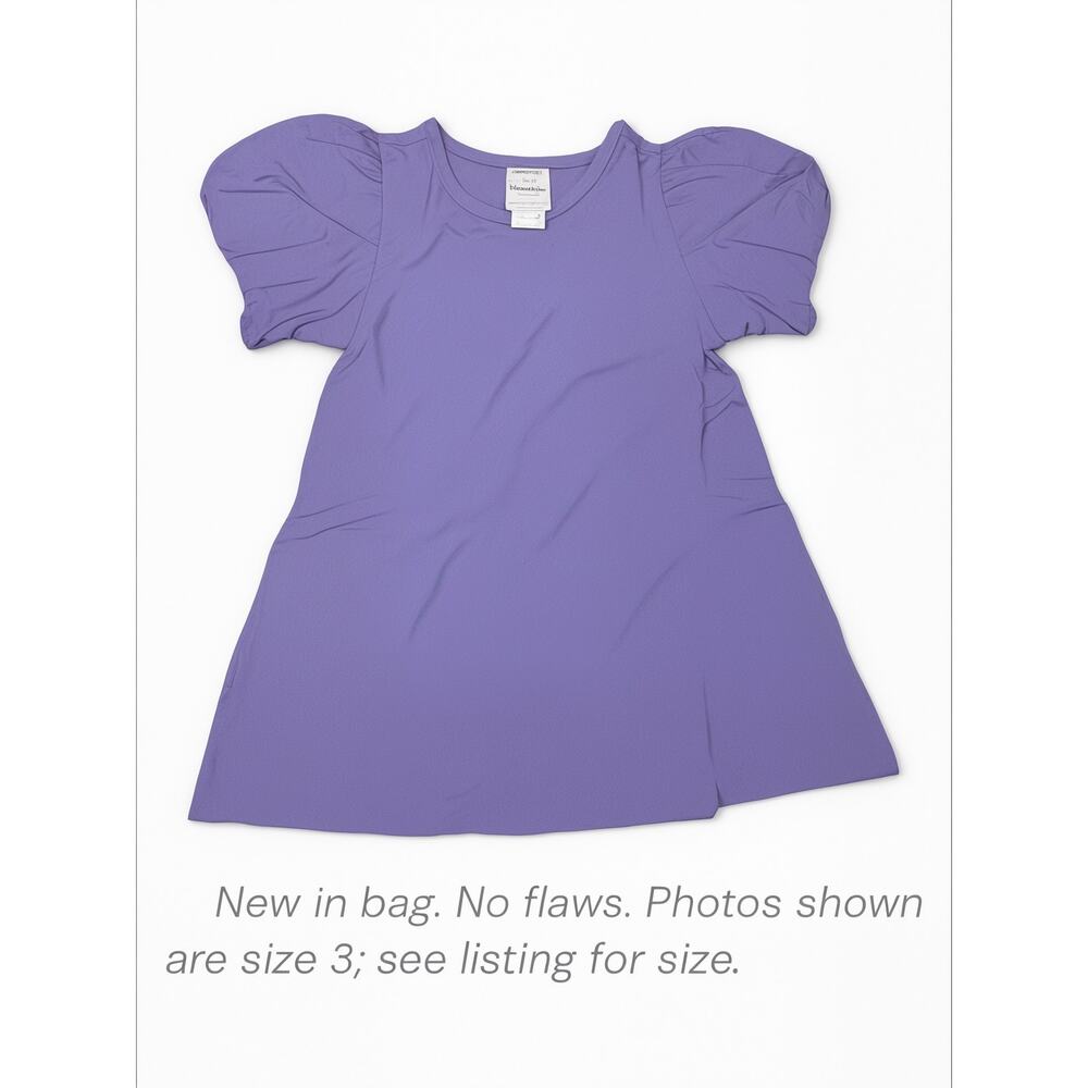 Hanna Andersson Girls Bubble Sleeve Dress Size 2 in Violet. NWT Cotton Pockets